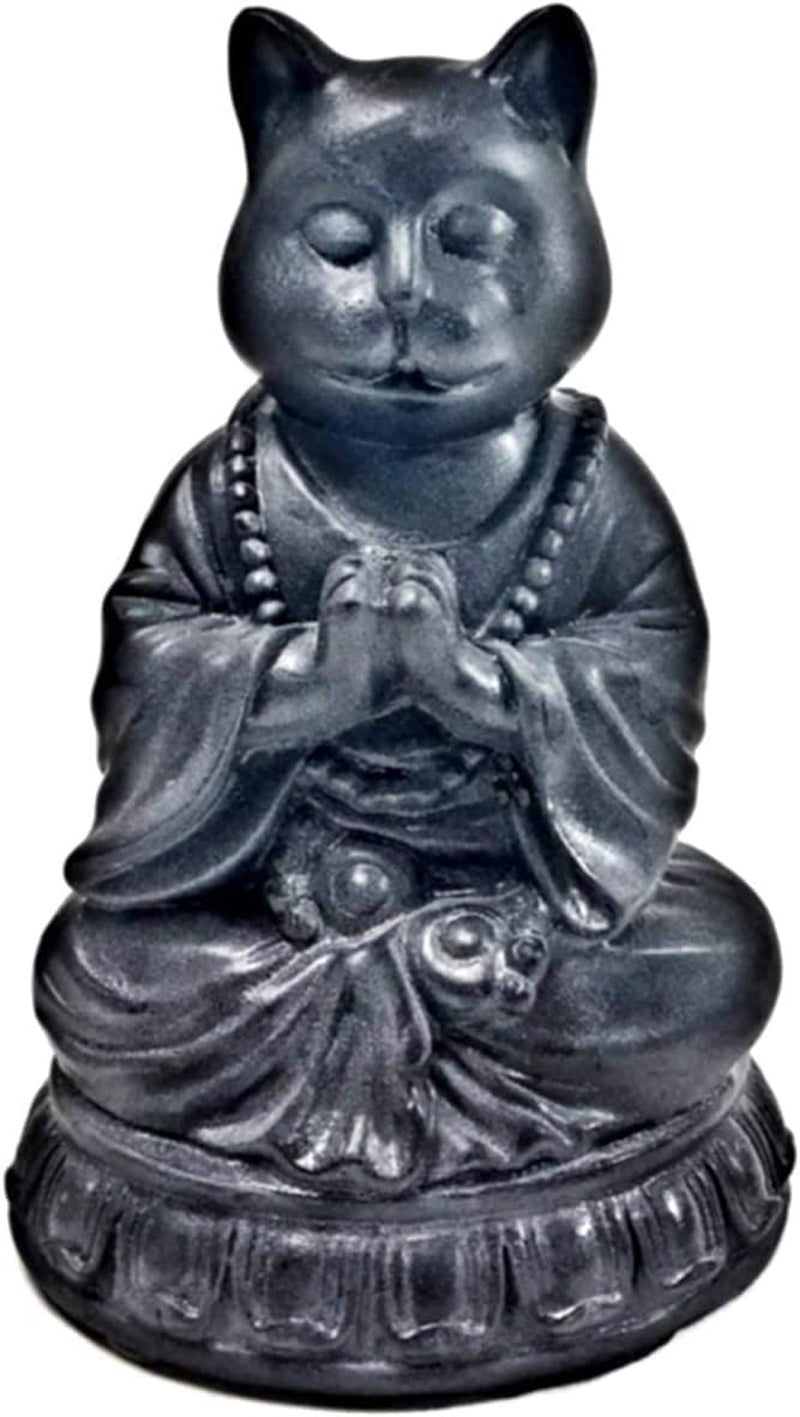 Cat Statue Kitten Cute Pet Yoga Zen Pose Dhyana Mudra Buddha Sculptures Collectible Vintage Figurines 6 Inch