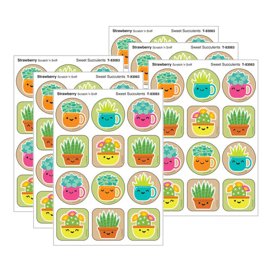 Sweet Succulents, Strawberry Scent Scratch 'n Sniff Stinky Stickers®, 48 Per Pack, 6 Packs