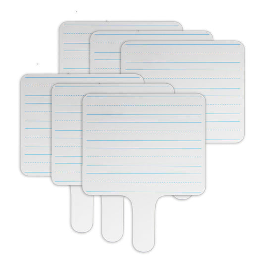 Two-Sided Rectangular Dry Erase Writing Paddle, Lined/Blank, 7.75" x 10", Pack of 6