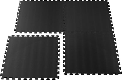 EVA Foam Mat Tiles 4-Pack - 16 SQ FT of Interlocking Padding for Garage, Playroom, or Gym Flooring - Workout Mat or Baby Playmat by  (Black)