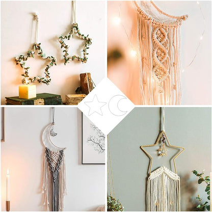 20 Pcs Moon Star Dream Catcher Metal Hoop Rings Circle Macrame for DIY Craft Dream Catcher Making Home Wall Hanging Projects Wreath Decoration