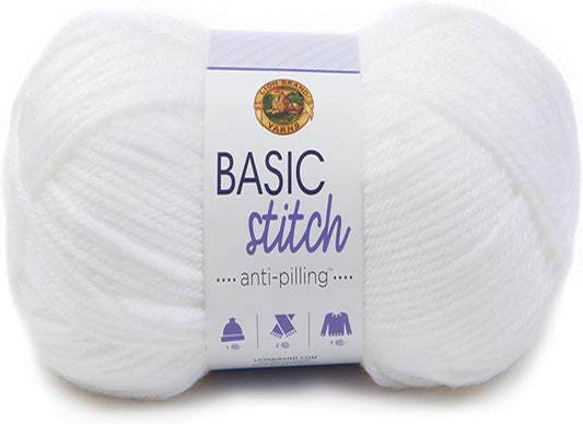 Basic Stitch Anti-Pilling Knitting Yarn, Yarn for Crocheting, 1-Pack, White