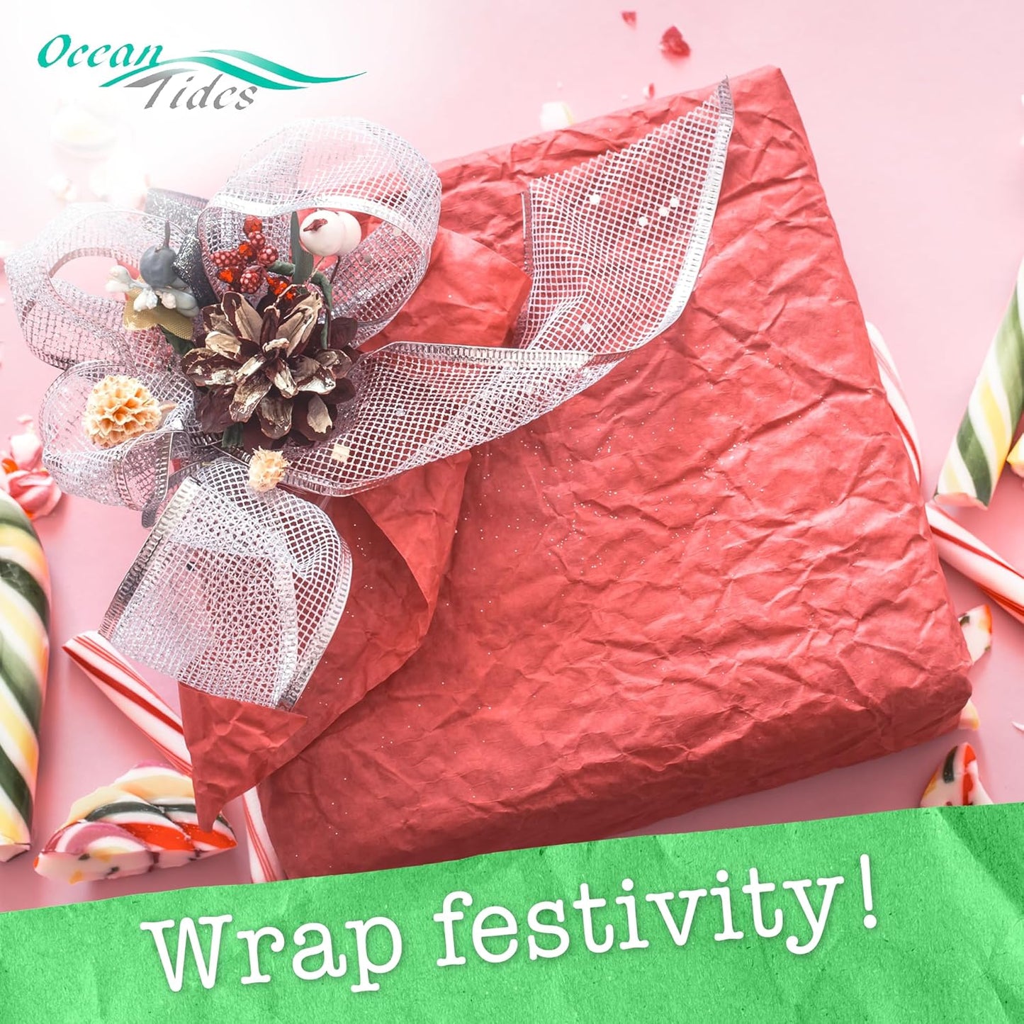 Gift Wrapping Tissue Paper - Gift Tissue Paper for Birthdays, DIY Crafts, & Christmas - 100 Sheets Bulk Tissue Paper for Gift Bags - Lightweight & Easy to Shape - Mint (15 X 20 Inches)