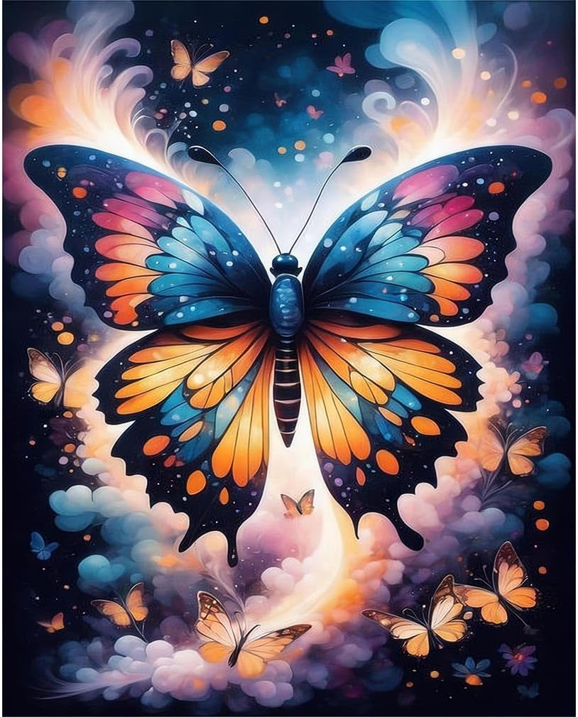 Butterfly Paint by Numbers Adult Kit -Adult Paint by Numbers Butterfly,Paint by Number Perfect for Gift Home Wall Decor(40X50Cm)