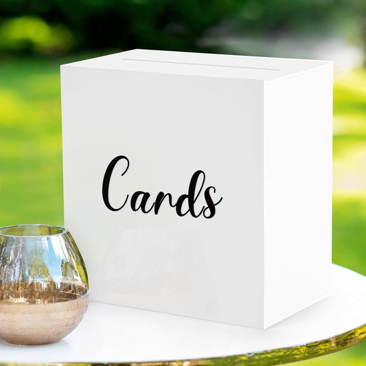 White Acrylic Wedding Card Box, Large DIY Card Box Blank No Print for Wedding Reception, Graduation Party, Bridal Shower, Keepsake Party Favor, Cosmetic Home Decor (10 X10 X 5.5 Inch)