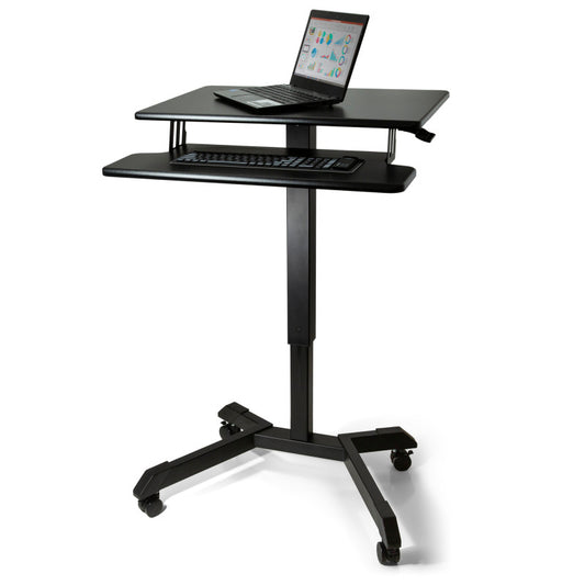 High Rise Mobile Adjustable Standing Desk with Keyboard Tray