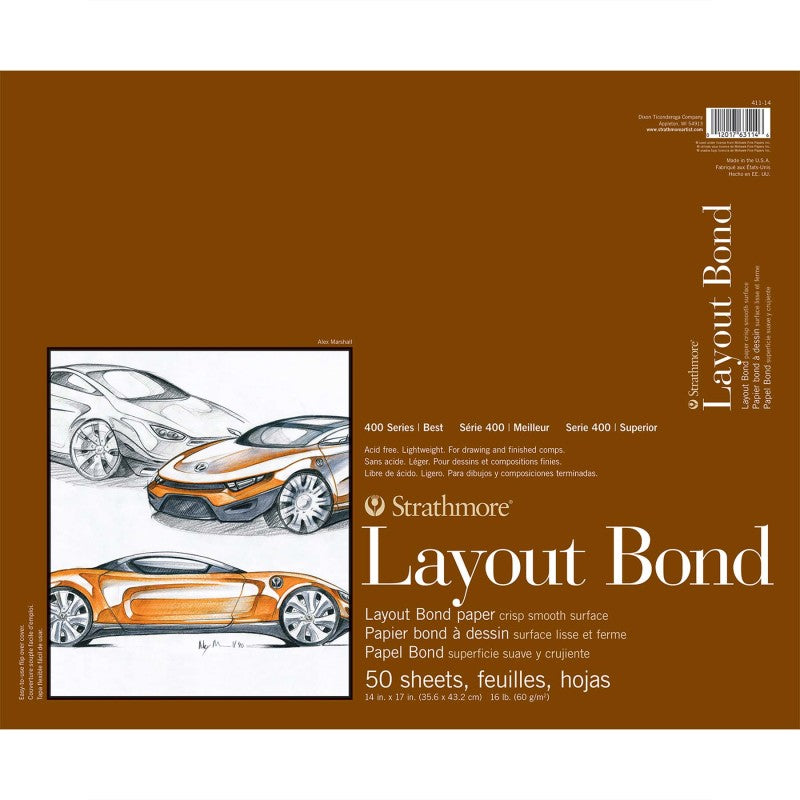 400 Series Layout Paper Pad, Glue Binding, 50 Sheet, 14x17 inch, 1 Count
