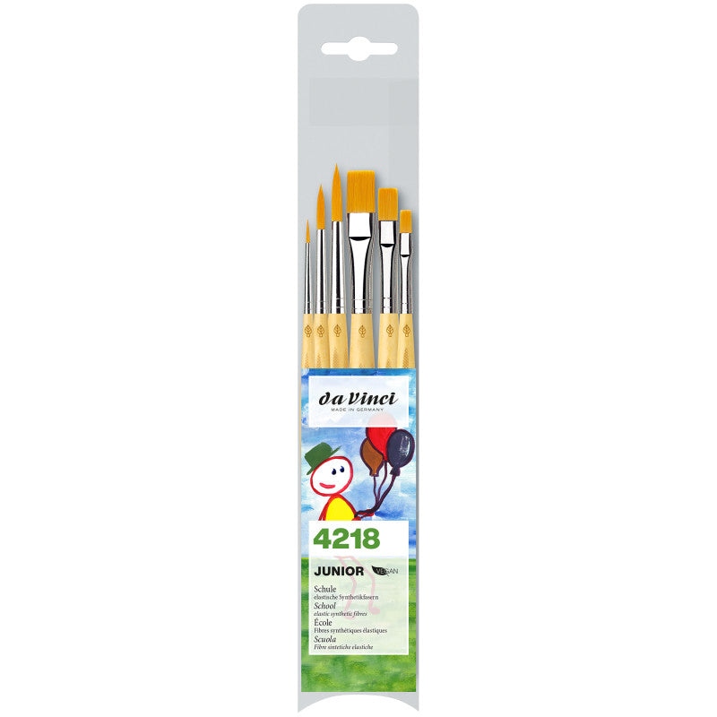 JUNIOR Synthetics Student Brushes, Synthetic, Acrylic & Tempera, Assorted, 6 Brush Set