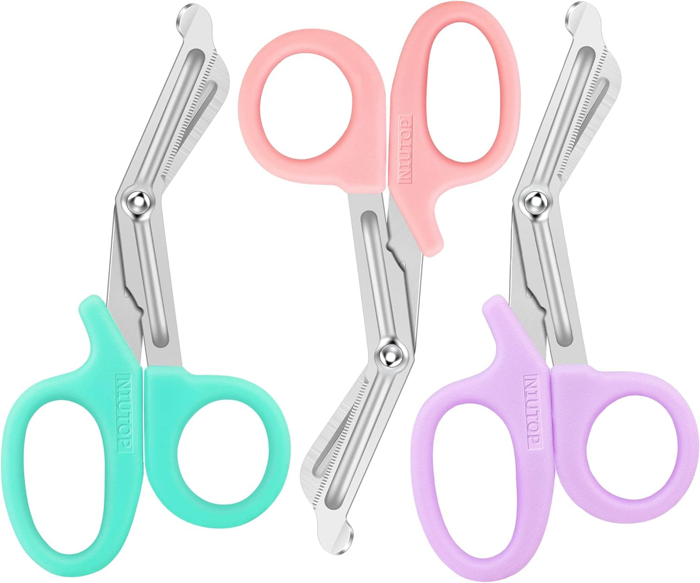 Trauma Shears, Medical Scissors 3-Pack, Premium Bandage Scissors for Nurses, 7.5" Nursing Scissors, Surgical Scissors, Nurse Scissors, Emergency First Aid Scissors (Pastel Blue, Pink, Lilac)