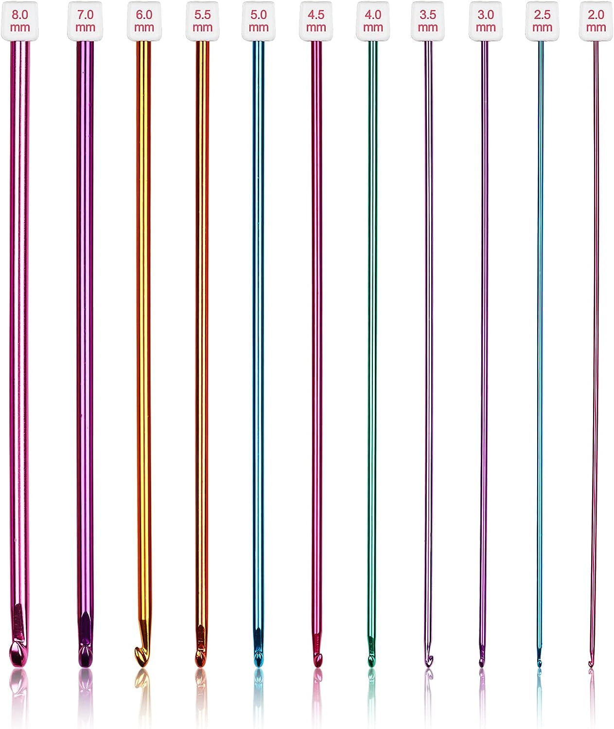 Long Crochet Hook Set, 11Pcs Tunisian Multicolor Afghan Crochet Needles for Crocheting, 2Mm(B)-8Mm(L), Great Knitting & Crochet Supplies Tool for Beginner, Crocheter & Knitter