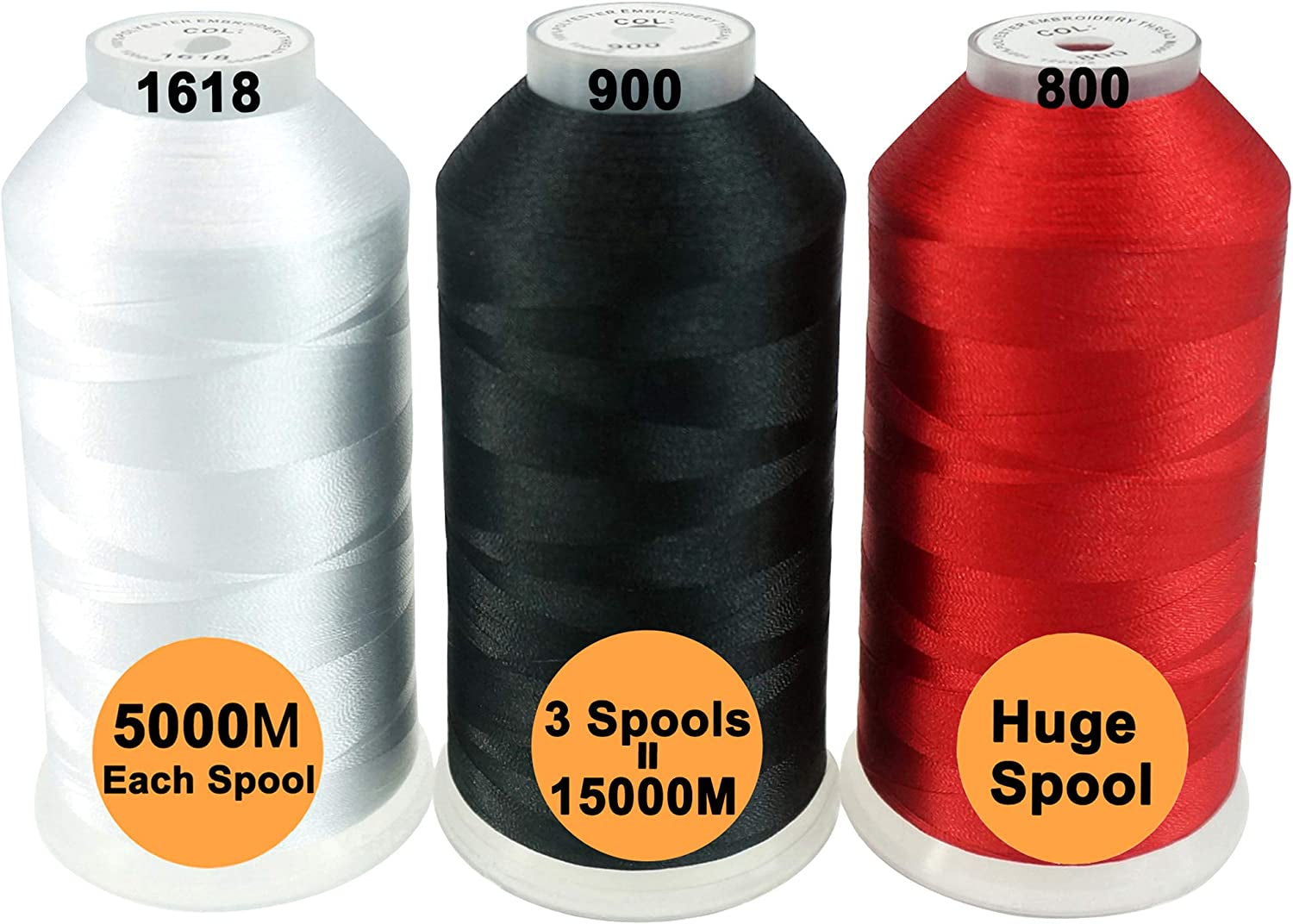 Polyester Embroidery Machine Thread Assorted Color Packs - 40 Options - 5000M Spool - for All Embroidery Machines