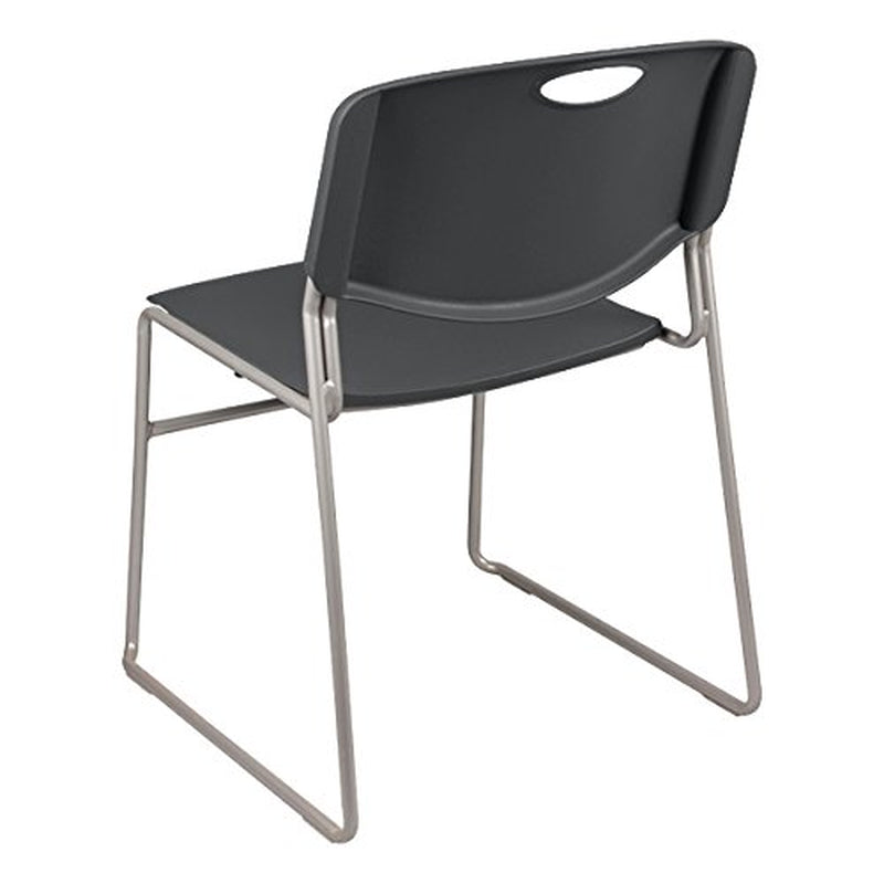 Heavy-Duty Plastic Stacking Chairs with Contoured Backs, Stackable Office and Waiting Room Chairs, Set of 4, Charcoal