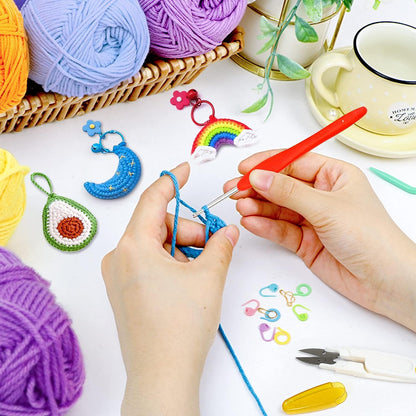 113 Piece Crochet with Yarn Set–1600 Yards Assorted Yarn 73PCS Crochet Accessories Set Including Ergonomic Hooks, Knitting Needles & More Ideal Beginner Kit
