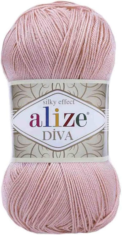 Diva Silk Effect 100% Microfiber Acrylic Yarn 1 Ball Skeins 100Gr 383Yds Color (361 - Navy)