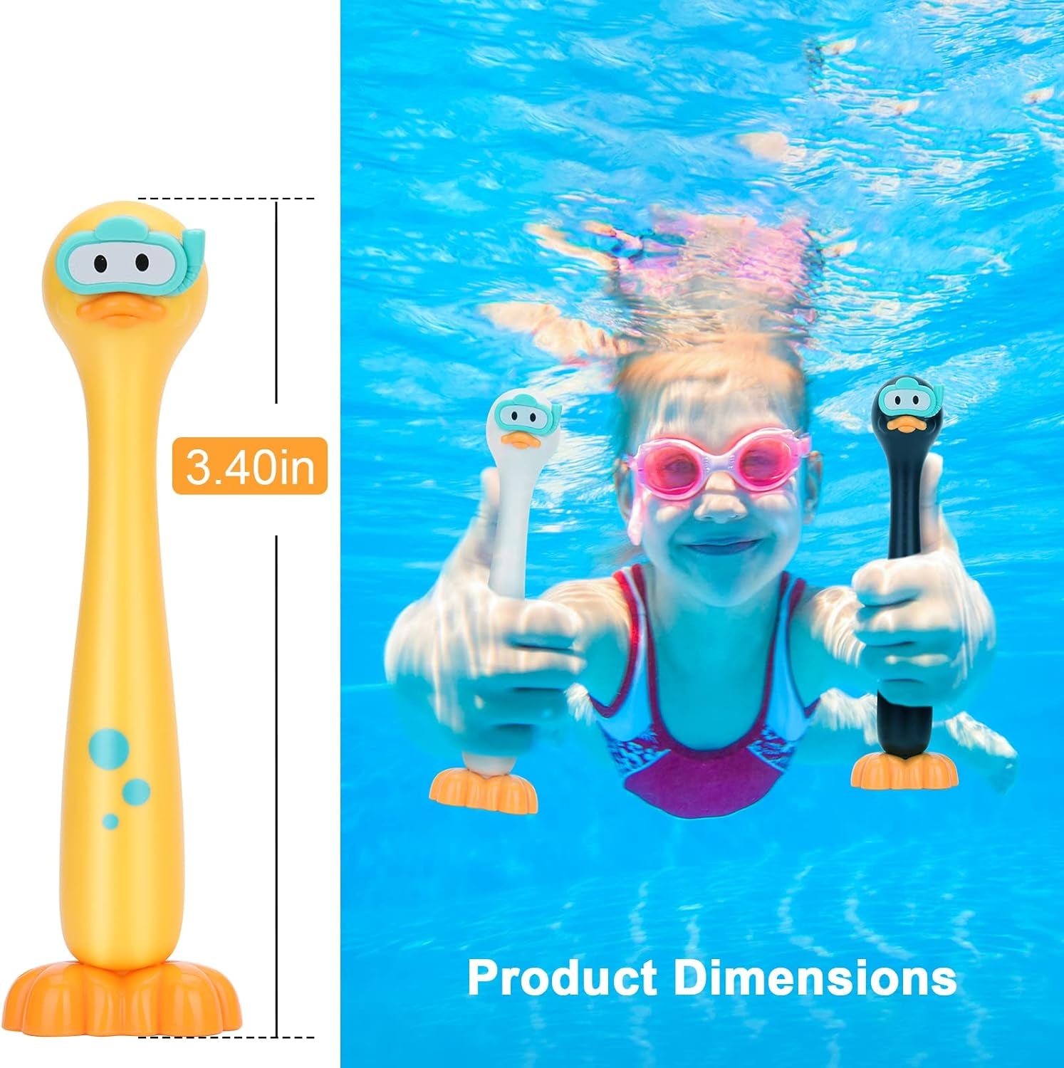 Summer Toys Underwater Pool Games Dive Sticks Duck 3-Pack