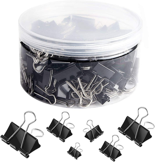 110 PCS Binder Clips Assorted Sizes, X Large, Large, Medium, Small, Mini and Micro, Binder Clips Paper Clamps for Office Home School