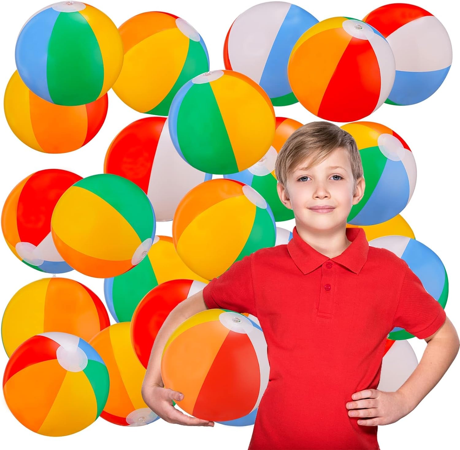 Beach Balls Bulk 24 Pack - 9" Inflatable Beachballs Swimming Pool Toys for Kids Summer Water Games, Kids Birthday Party Favors Lua/Hawaiian Tropical Theme Decorations Supplies
