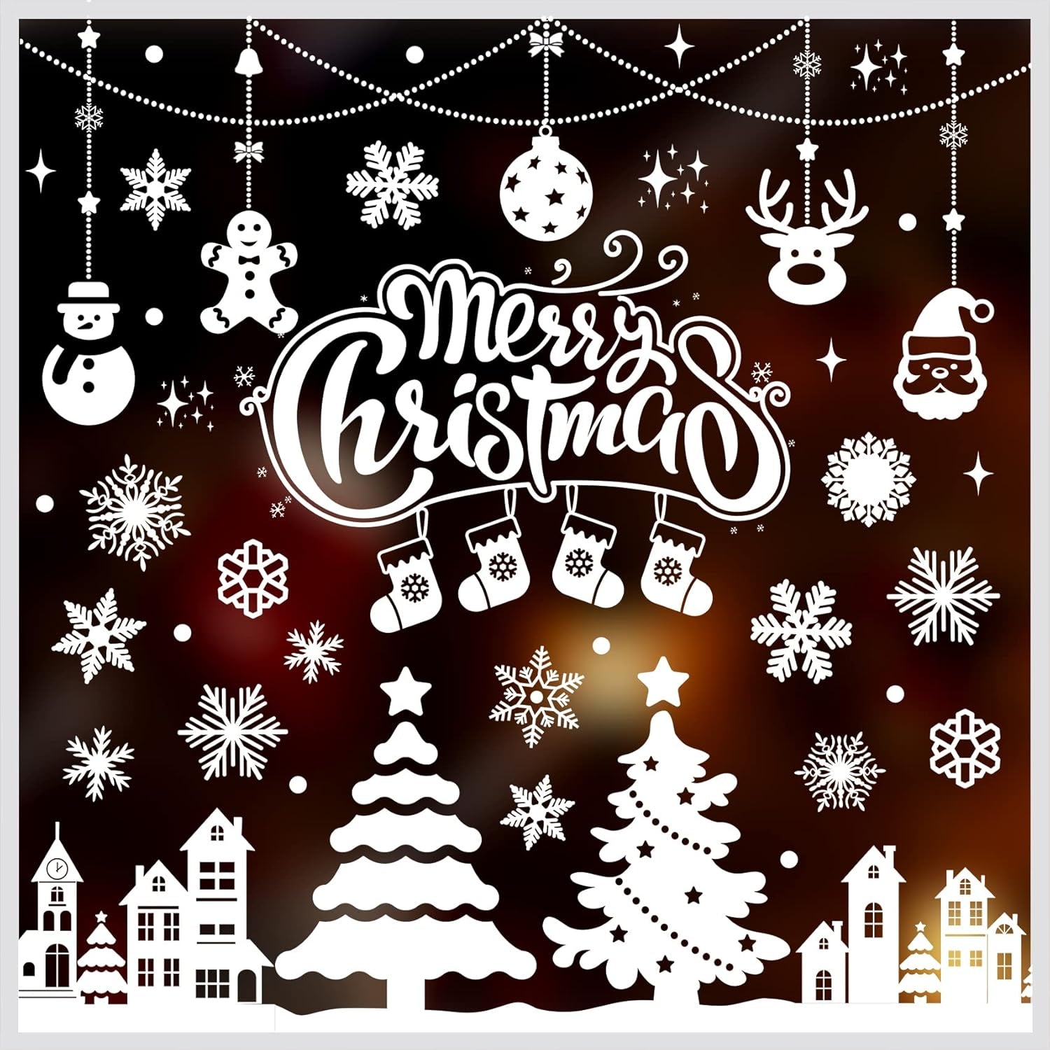 Christmas Window Clings 10 Sheets White Christmas Window Stickers Merry Christmas Window Decals White Snowflake Christmas Tree Xmas Window Clings for Christmas Party Decorations