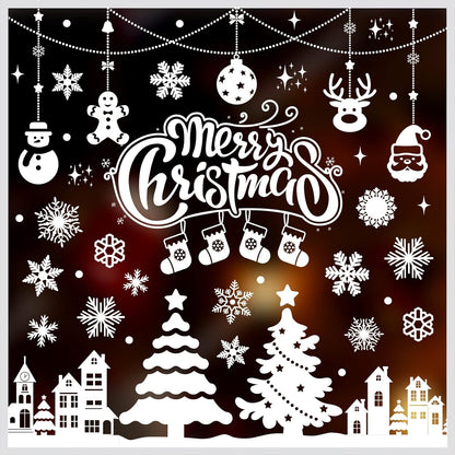 Christmas Window Clings 10 Sheets White Christmas Window Stickers Merry Christmas Window Decals White Snowflake Christmas Tree Xmas Window Clings for Christmas Party Decorations