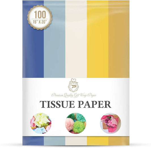 Hanukkah Theme Tissue Paper for Gift Wrapping (5 Assorted Colors), Packaging, Floral, Birthday, Christmas, Halloween, DIY Crafts and More 15" X 20" 100 Sheets