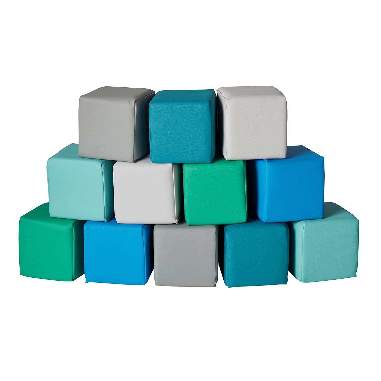 Softzone Patchwork Toddler Building Blocks, Foam Cubes, Assorted, 12-Piece