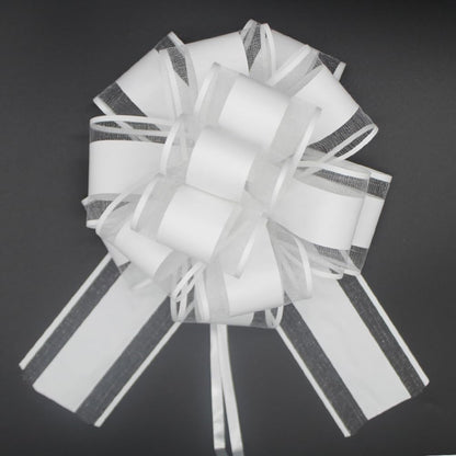 6 PCS Large Pull Bows,White Gift Bow,6 Inches,For Wrapping Gift Wedding Ribbon Bows or Flower Decorations, Christmas,Party Birthday,Valentine'S Day Gift Wrapping(White)