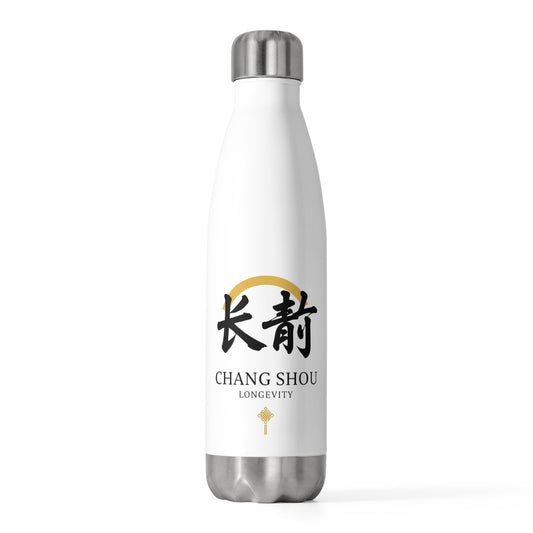 Chang Shou Brush Calligraphy | 20oz Insulated Stainless Steel Tumbler Bottle | Lunar New Year Family & Friend Gift | Red & Gold Festive