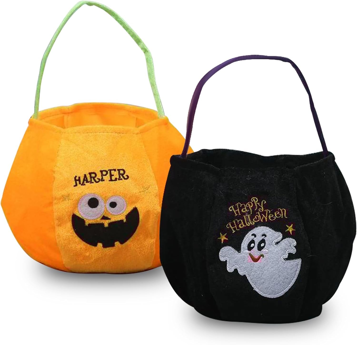 2 Pieces Halloween Bucket for Kids - Halloween Trick or Treat Buckets - Halloween Candy Buckets (Orange and Black).