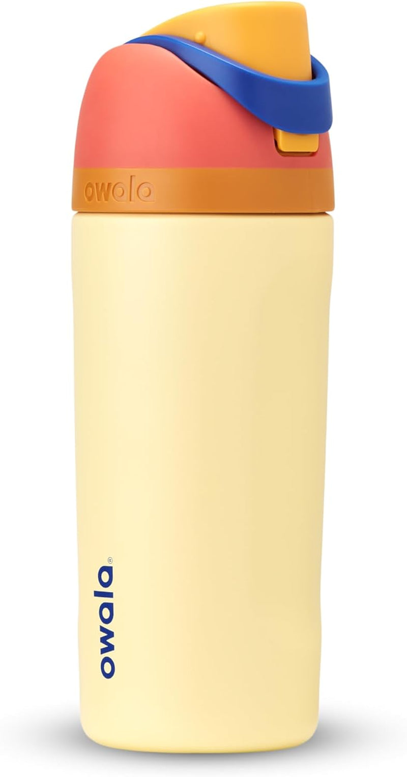 Freesip Insulated Stainless Steel Water Bottle with Straw for Sports and Travel, Bpa-Free, 24-Oz, Orchid/Orange (Tropical)