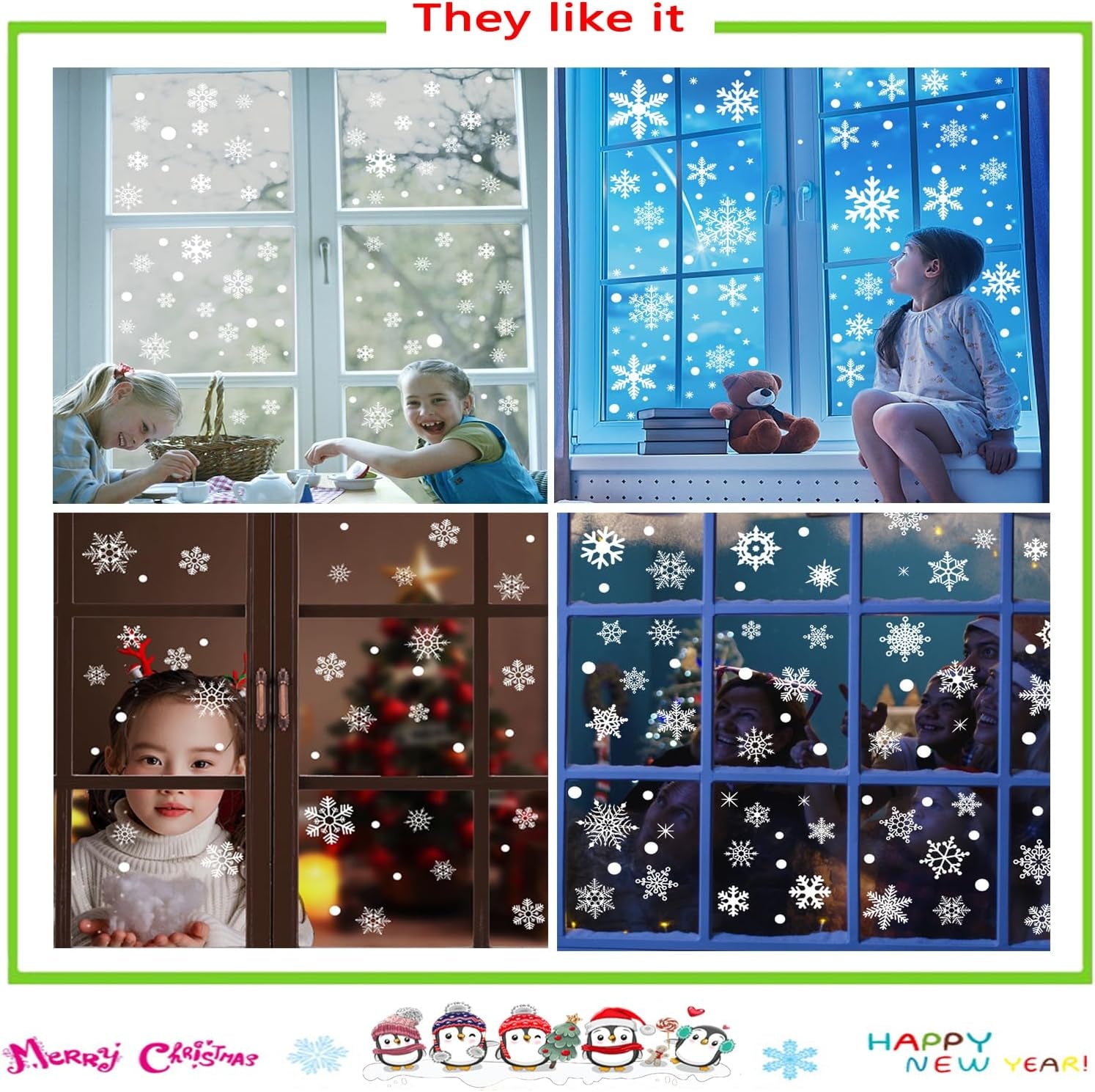 321PCS Snowflake Window Clings for Glass Windows, 9 Sheets Christmas Window Clings for Glass Windows, Winter Window Clings, Xmas Window Clings, Christmas Decorations for Office Clearance Indoor