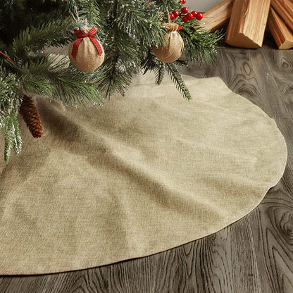 Christmas Tree Skirt, 48 Inches Large Burlap Double-Layer Plain Tree Skirts, Rustic Jute Tree Skirt for Xmas Holiday Home Decor, Fall Winter Farmhouse Brown Burlap Christmas Decorations Indoor