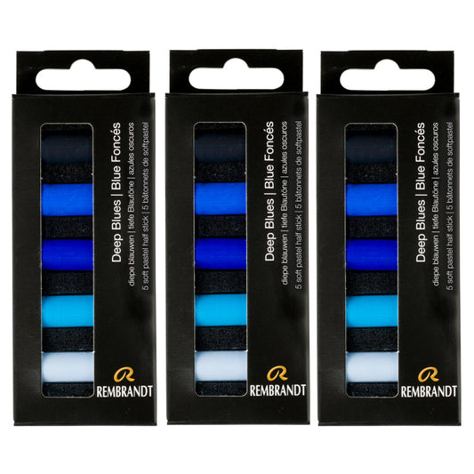 Soft Pastels Micro Sets, Deep Blues Per Set, 5 Half Sticks, 3 Sets