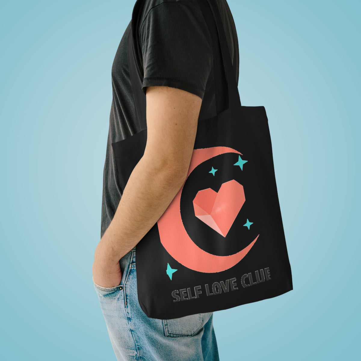 Crescent Moon Heart Gradient | Cotton Tote Bag for Everyday + Campus | Valentine & Galentine Gift | Celestial Y2K Aesthetic