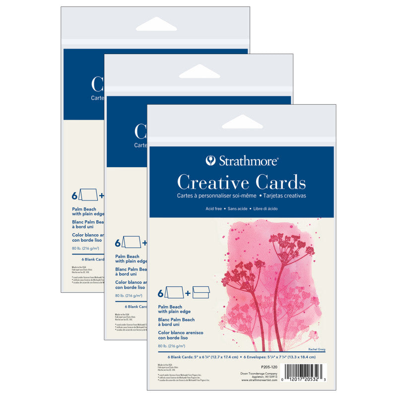 Creative Cards & Envelopes, Palm Beach with Plain Edge, Full Size, 5x6.875 inch, 6 Per Pack, 3 Packs