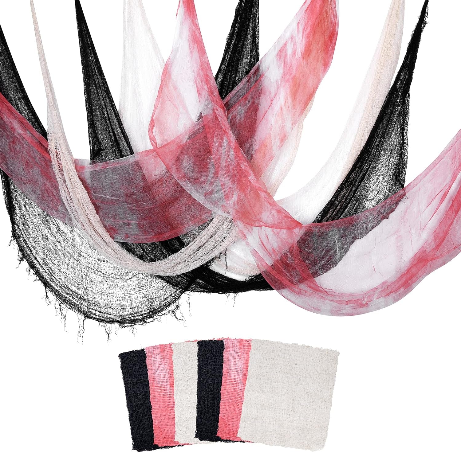 5 PCS Halloween Creepy Cloth,Scary Spooky Cloth Creepy Gauze-30 X 72Inch Freaky Loose Weave Creepy Cloth Fabric Scary Spooky for Halloween Party Decoration (3 Black + 2 White)