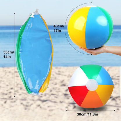 Beach Balls 4 Pack 17" Rainbow Color Pool Toys Inflatable Pool Balls for Summer Party Supplies Decorations Gifts Sport Outdoor Toys for Adults Kid