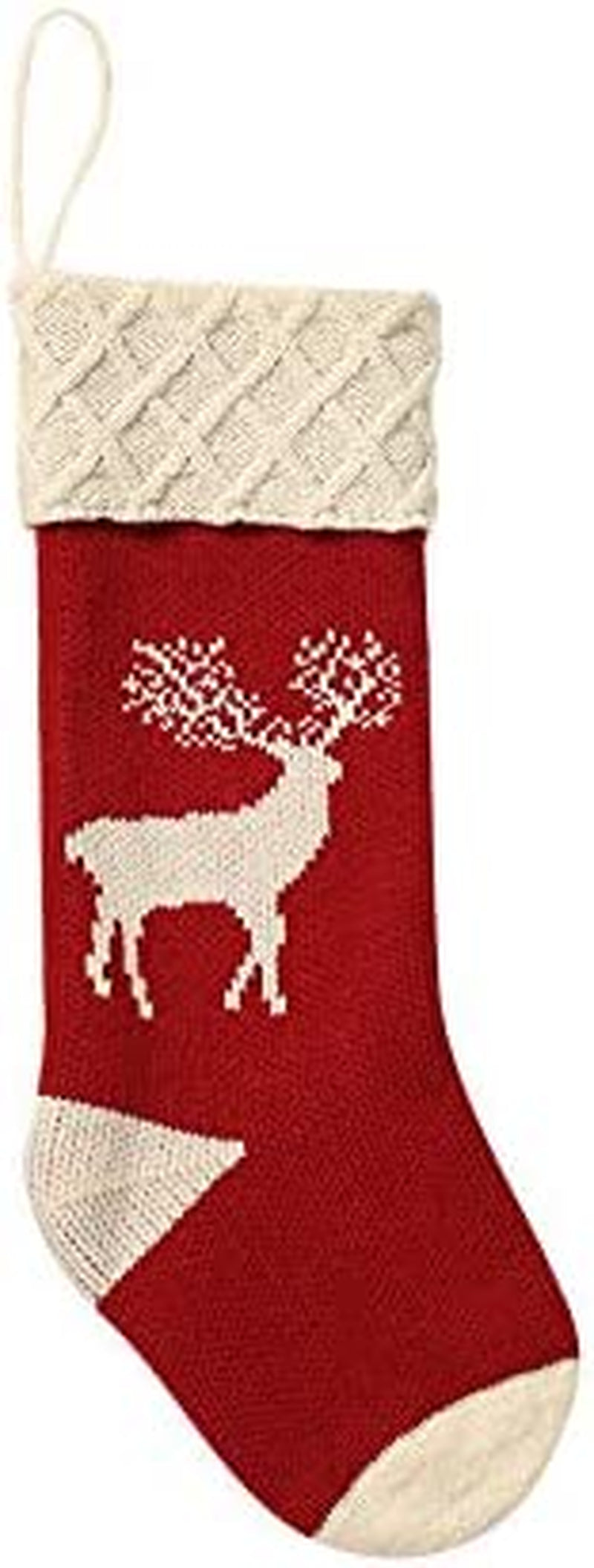 Christmas Stockings,Big Size 2Pack 18-Inch Extra Long Hand-Knitted Red/Green Reindeer Snowflakes Xmas Character for Family Holiday Season Decor