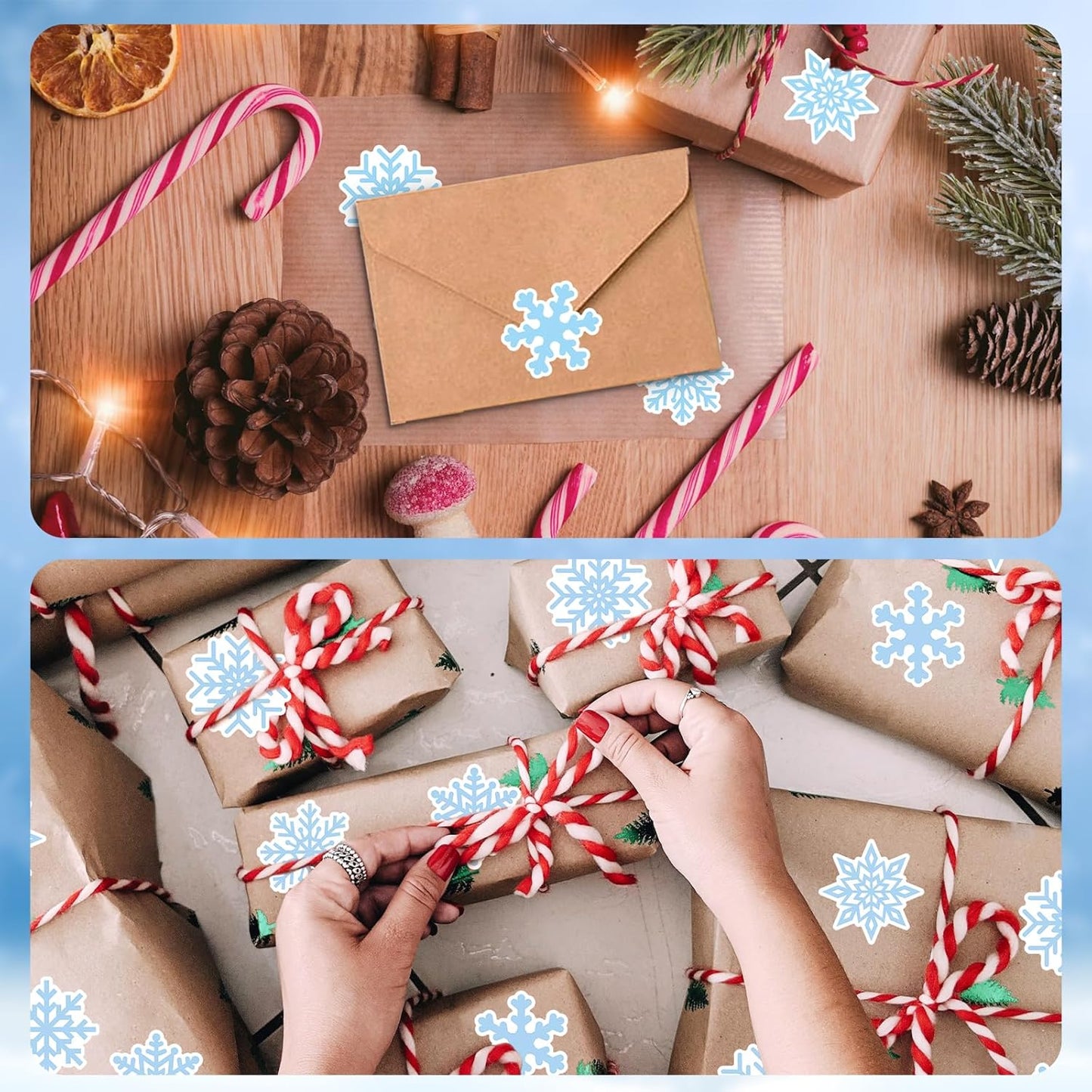 150 Pcs Snowflake Stickers 6 Different Designs Winter Holiday Crafts Envelopes Party Decor Supplies