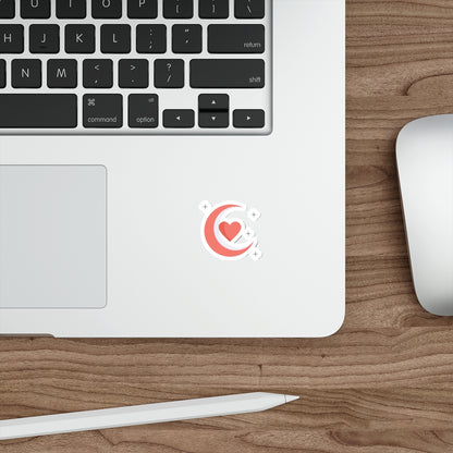 Crescent Moon Heart Sticker | Die-Cut Vinyl Sticker for Laptop & Water Bottle | Valentine & Galentine Gift | Y2K Celestial