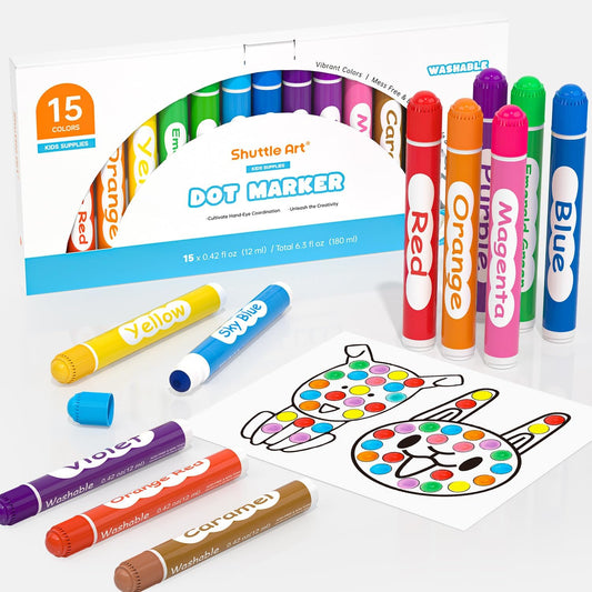 Dot Markers, 15 Colors Washable Markers for Toddlers,Bingo Daubers Supplies Kids Preschool Children, Non Toxic Water-Based