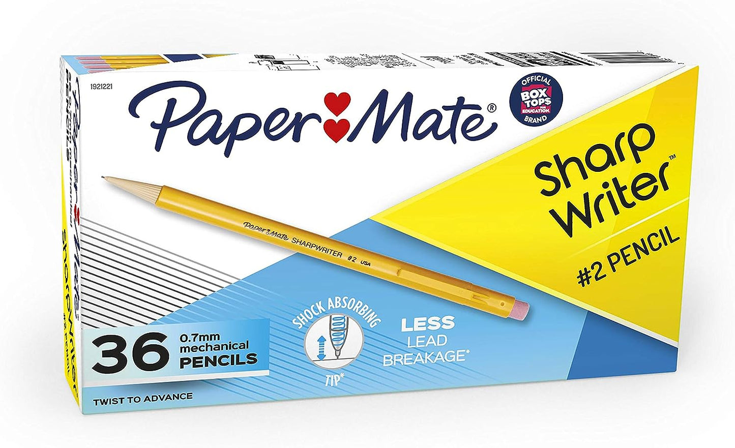 Sharpwriter Mechanical Pencils 0.7 Mm 2 Pencil Pencils for School Supplies, Yellow, 36 Count