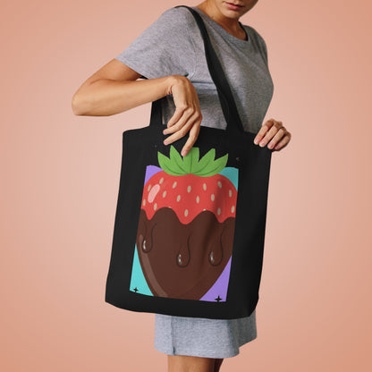 Chocolate Dipped Strawberry | Cotton Tote Bag for Everyday Carry | Valentine & Galentine Gift for Her | Y2K Aesthetic