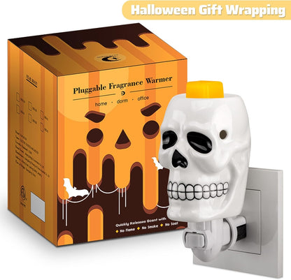 Halloween Pluggable Fragrance Warmer Wax Melter for Home/Dorm/Office Decorative Night Light Pleasant Gifts Safe to Use Packaged Together with Two Bulbs-Wicked Witch - Joker Skull