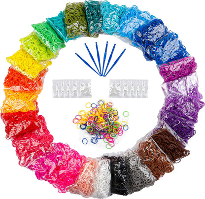 12730+ Loom Rubber Bands Refill Kit in 26 Color with 500 Clips,6 Hooks, Premium Bracelet Making Kit for Kids Weaving DIY Crafting Gift