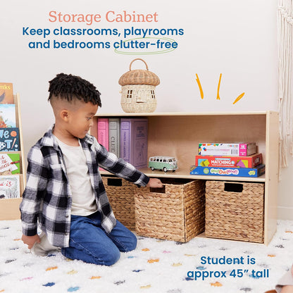 Streamline 2-Shelf Storage Cabinet, 24In, Kid'S Bookshelf, Natural