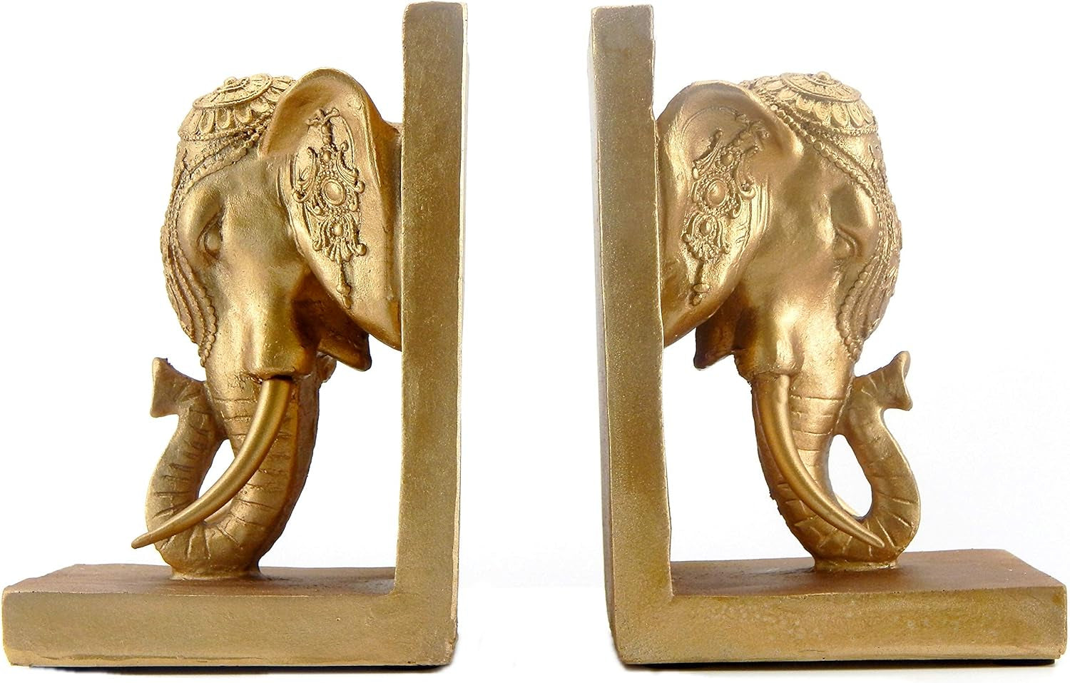 21817 Bookends Elephant Head Bookshelf Decor 7 Inch