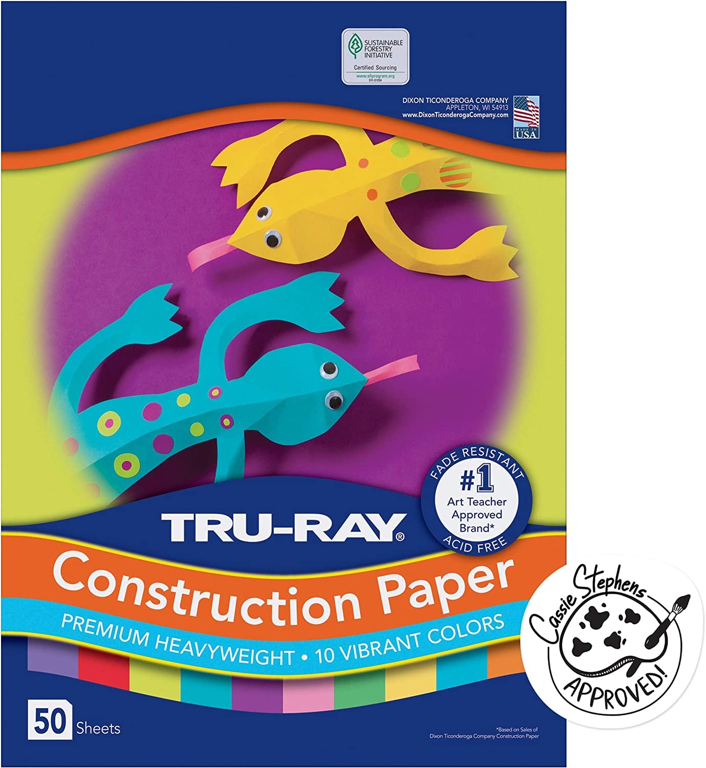 Construction Paper P103031, 10 Classic Colors, 9" X 12", 50 Sheets