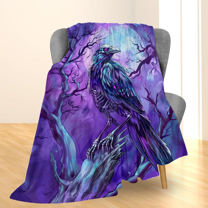 Terrifying Skull Blanket | Soft Warm Fuzzy Lightweight Flannel Creepy Throw Blanket for Couch, Bed, Halloween Decor, Travel & Outdoor Use, Cozy Blankets for Adults Women Men 60×50 In