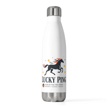 Lucky Ping Fire Horse (2026) | 20oz Insulated Stainless Tumbler Bottle | Lunar New Year Gift for Family & Friends | Red Gold