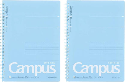 Campus Soft Ring Notebook, A5, B 6Mm Dot Ruled, 29 Lines, 50 Sheets, Blue, Set of 2, Japan Import (SU-S131BT-B)